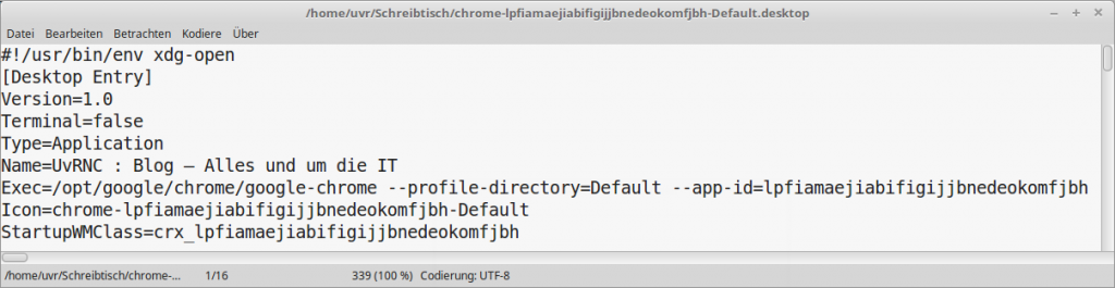BrowserLink über MenüStruktur von Google-Chrome
